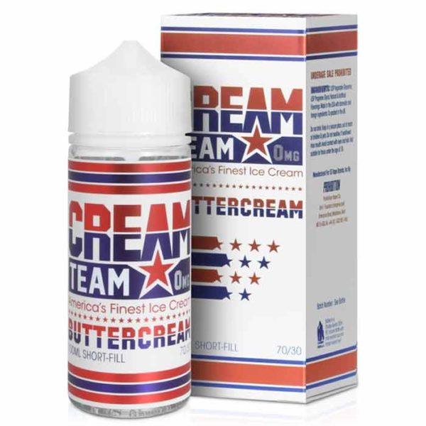 Cream Team Buttercream Shortfill 100ml Zero Nicotine Eliquid